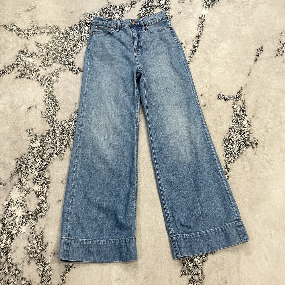 J.Crew‎ Wide Leg Trouser Jeans Light Wash High Rise Wide Leg Denim Women's 27